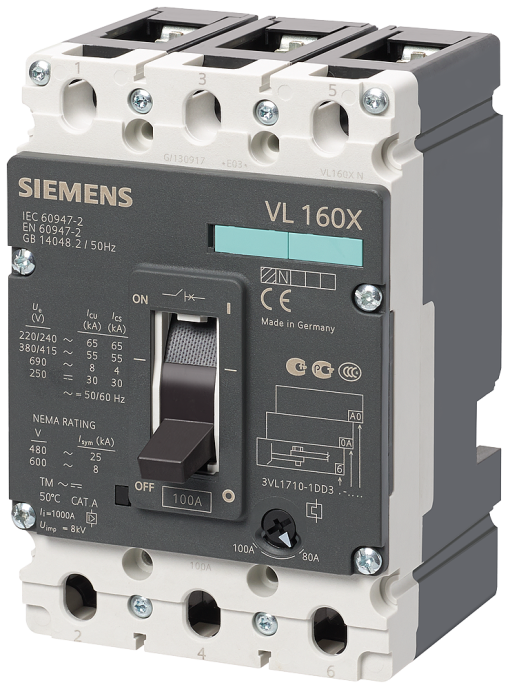 circuit breaker VL160X N standard breaking capacity Icu55kA 415V AC 3pole