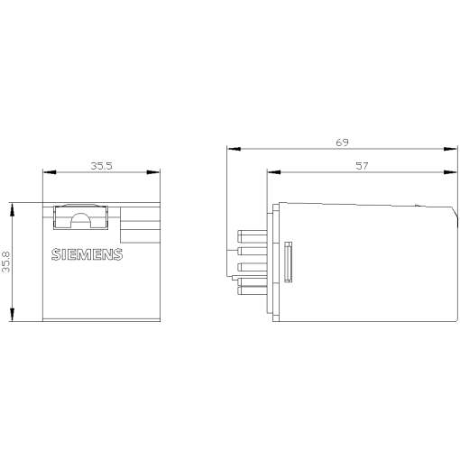 Plugin relay 3 CO contacts relay with LED 38 mm 230 V AC