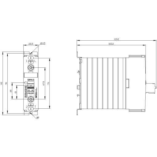 Solidstate contactor 3RF2 1ph AC51 20 A 48600 V110230 V AC