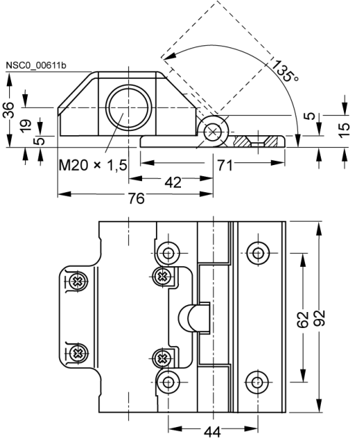 Hinge switch with aluminum hinge 1 NO2 NC slowaction contacts