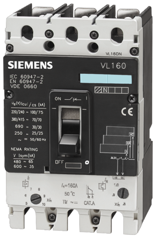 circuit breaker VL160H high breaking capacity Icu70kA 415V AC 3pole line 