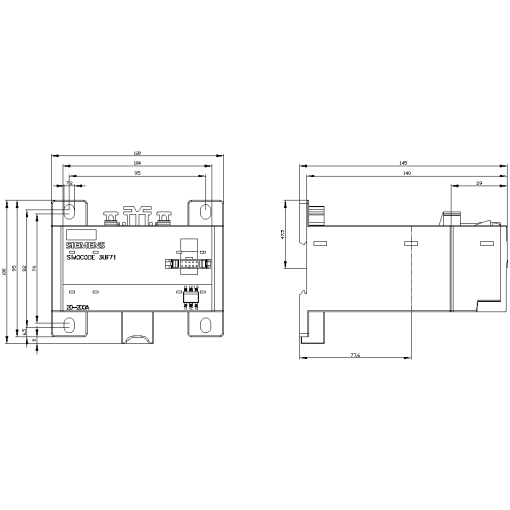 Current measuring module set current 20200 A width 120 mm straightthrough