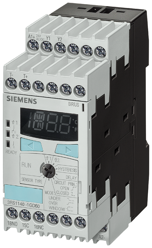 Temperature monitoring relay Pt1001000 KTY8384 NTC cage clamp connection