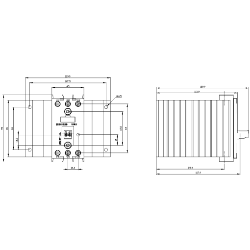 Solidstate contactor 3RF2 3ph AC51 50 A 48600 V230 V AC 2phase controlled
