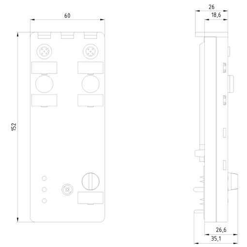 ASi compact module K60 IP67 AB slave Spec 30 analog 2 AI 1 AI