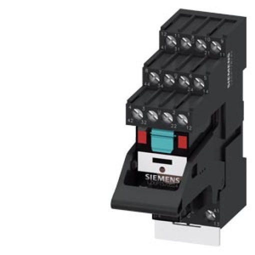 Plugin relay complete unit 230 V AC 4 changeover contacts LED module red base