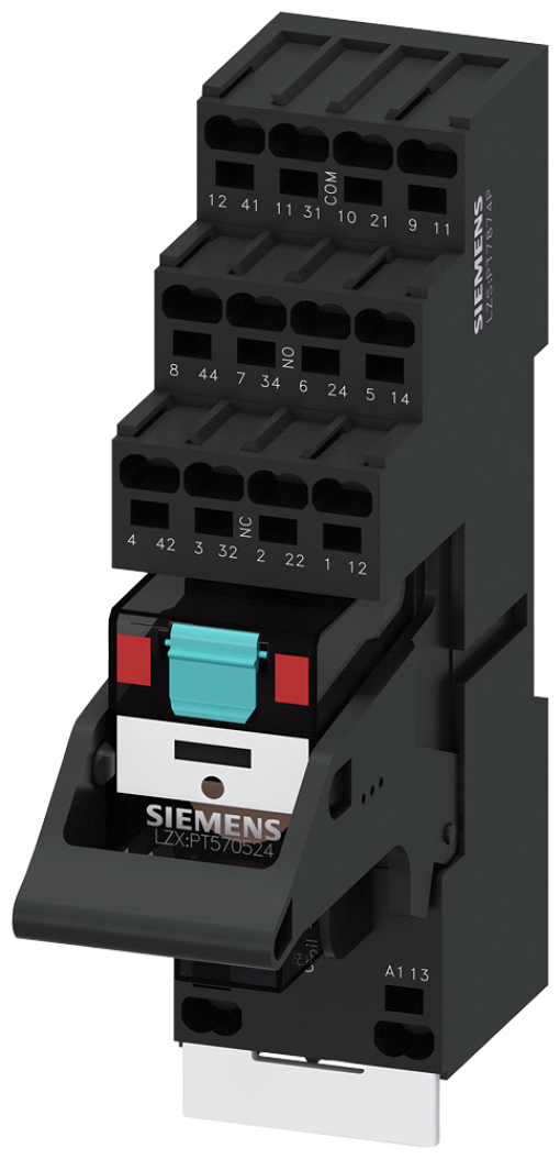Plugin relay complete unit 24 V AC 4 changeover contacts LED module red base