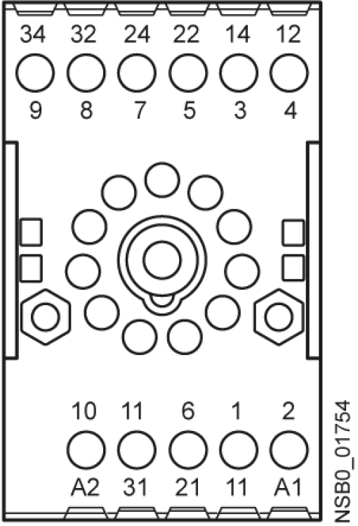 Plugin base for mounting 11pole round width 38 mm