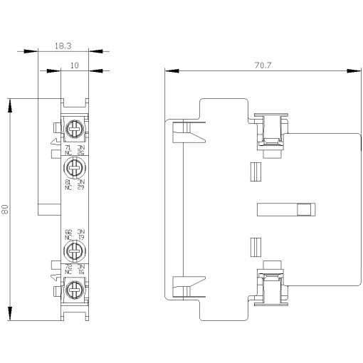 first lateral auxiliary switch 2 NC contacts screw terminal for contactors 