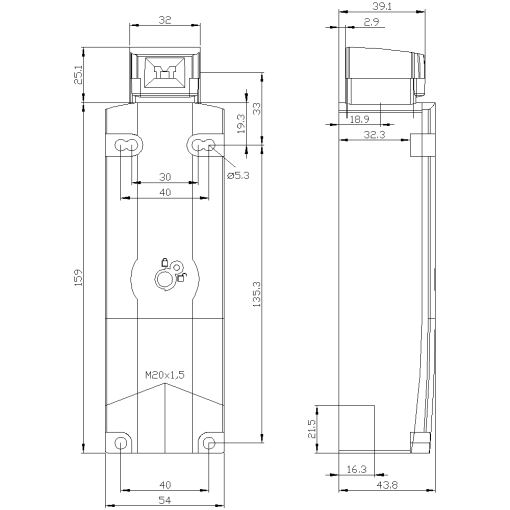 Safety position switch locking force 1300N 3X