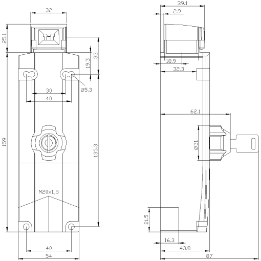 Safety position switch locking force 1300N 3X