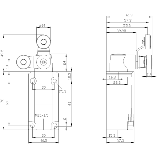 Position switch metal encl 40 mm EN50041 device connection