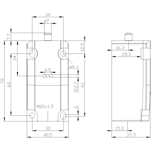 Basic switch for position switch 3SE51 metal encl 40 mm EN50041