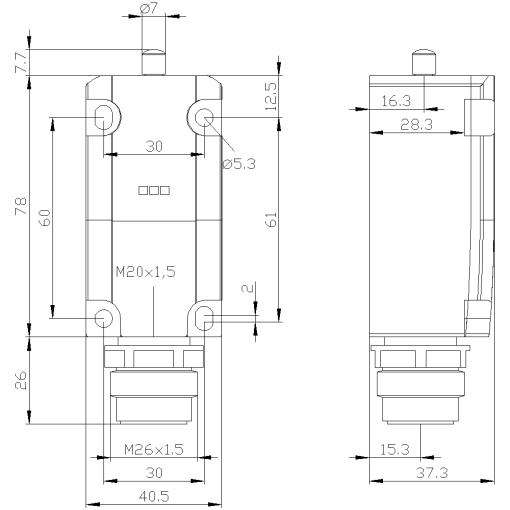 Basic switch for position switch 3SE51 metal encl 40 mm EN50041