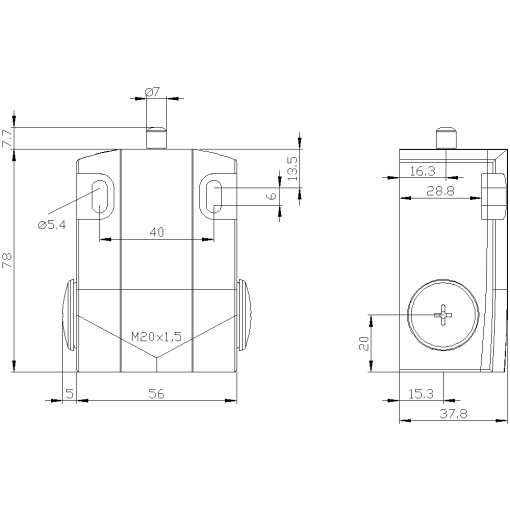 Basic switch for position switch 3SE51 encl Metal 56 mm