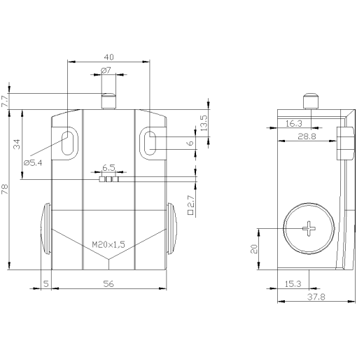 Basic switch for position switch 3SE51 metal encl 56 mm wide
