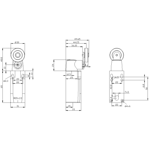 Position switch plastic enclosure EN50047 31 mm device connection