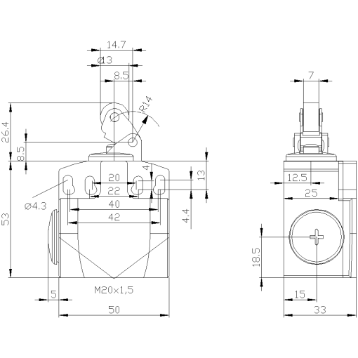 Position switch plastic enclosure EN50047