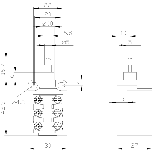 Position switch plastic encl 30 mm 1 NO2 NC