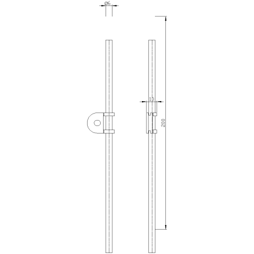 For position switch 3SE5152 aluminum rod 200 mm form D D6 mm with clamp
