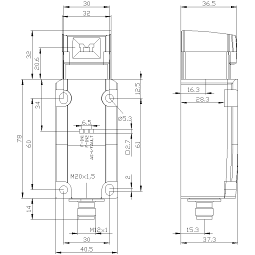 Safety position switch with separate actuator 5 directions metal