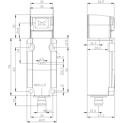 Safety position switch with separate actuator 40 mm acc to EN50041 1 NO1 NC