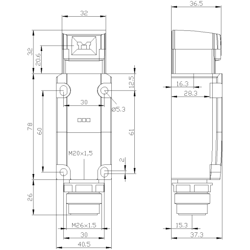 Safety position switch with separate actuator 40 mm EN50041