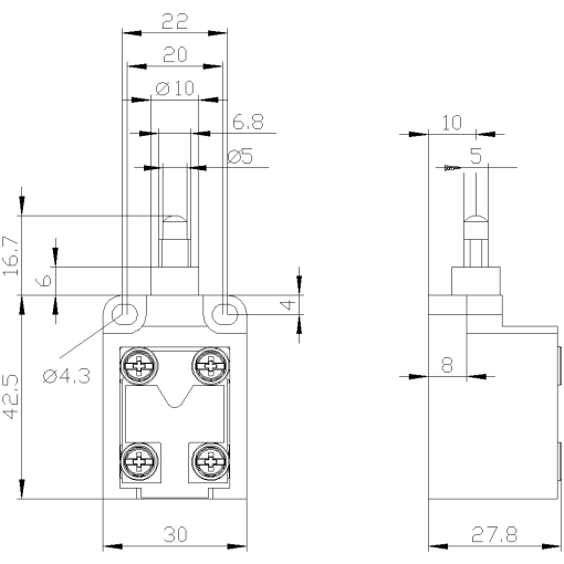 Position switch plastic encl 30 mm 1 NO1 NC