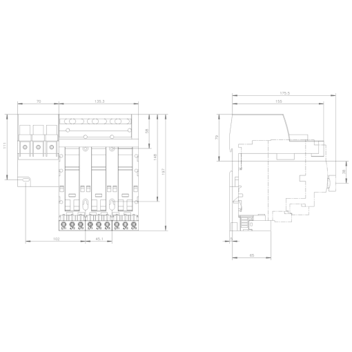 Infeed left connection main circuit screw terminal 3