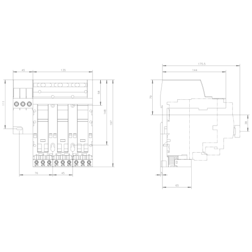 Infeed left connection main circuit screw terminal 3