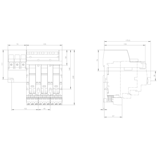 Infeed left connection main circuit inp screw spring 3