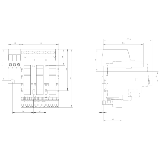Infeed left connection main circuit inp screw spring 3