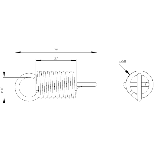 Tension spring larger than 35 N made of steel for 3SE7 cableoperated switch