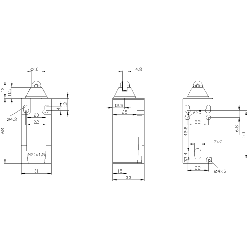 Position switch plastic enclosure EN50047 31 mm device connection