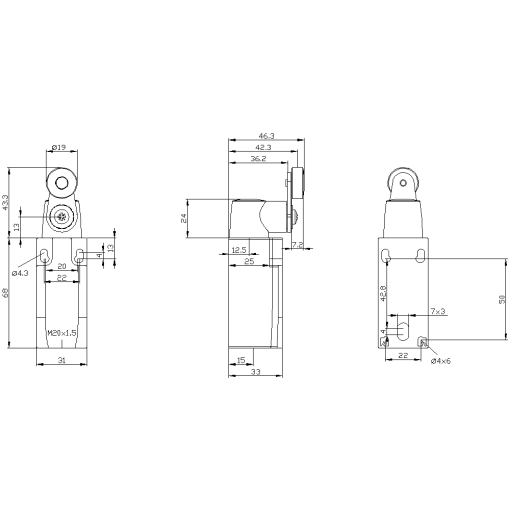 SIRIUS position switch plastic enclosure 31 mm acc to EN50047