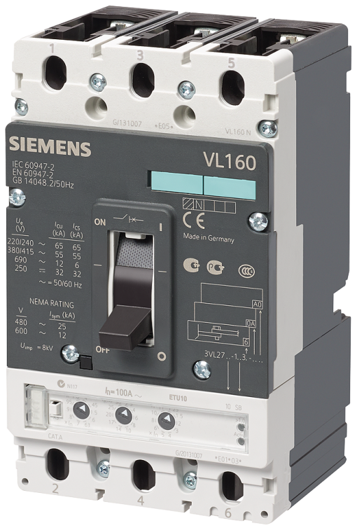 circuit breaker VL160L very high breaking capacity Icu100kA 415V AC 4pole