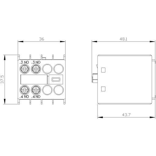 Auxiliary switch 2S current paths 1 NO 1 NO for contactor relaysmotor cont