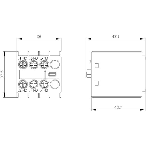 Auxiliary switch 2 NO1 NC current paths 1 NC 1 NO for contactor relaysmot