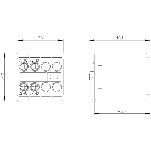 Auxiliary switch 1 NO1 NC current paths 1 NC 1 NO for contactor relaysmot
