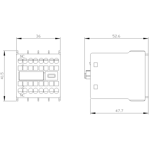 Auxiliary switch 1 NC current path 1 NC for contactor relays and motor cont