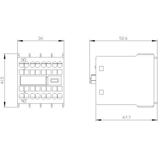 Auxiliary switch 1 NO current path 1 NO for contactor relays and motor cont