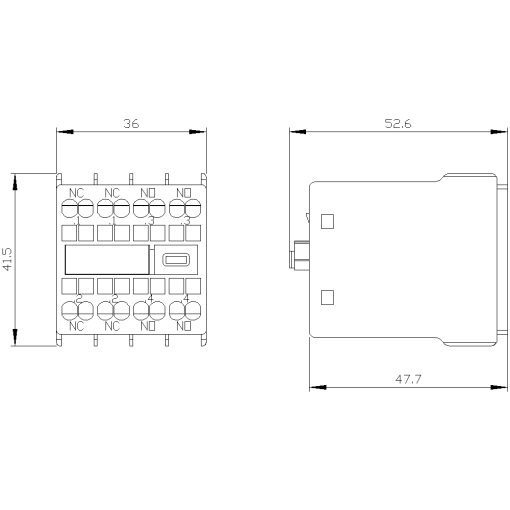 Auxiliary switch 2 NO2 NC current paths 1 NC 1 NO for contactor relaysmot