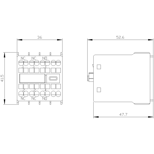 Auxiliary switch 1 NO2 NC current paths 1 NC 1 NO for contactor relaysmot