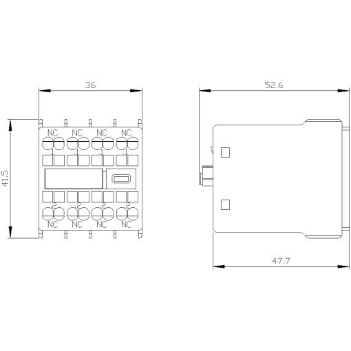 Auxiliary switch 4 NC current paths 1 NC 1 NC 1 NC for contactor relaysmo