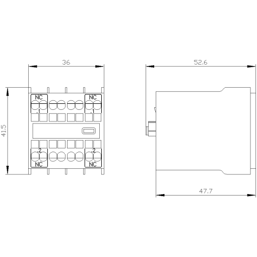 Solidstate compatible auxiliary switch 2 NC