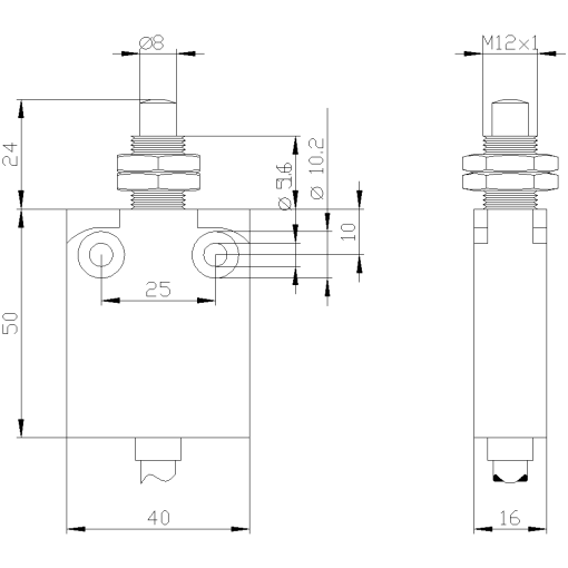 Position switch in compact design 40 mm wide with connection cable 2 m