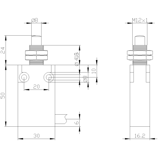 Position switch in compact design 30 mm wide with connection cable 2 m