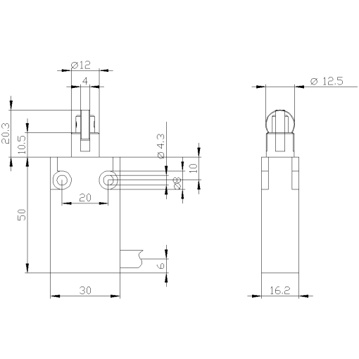 Position switch in compact design 30 mm wide with connection cable 2 m