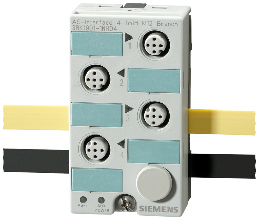 ASInterface 4fold M12 branch ASInterface and UAUX 4xM12