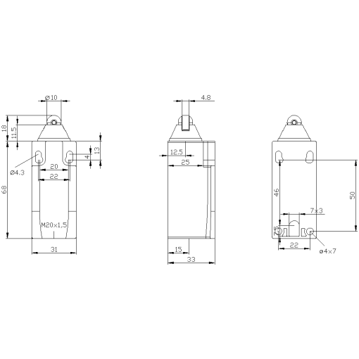Position switch metal encl EN50047 31 mm device connection